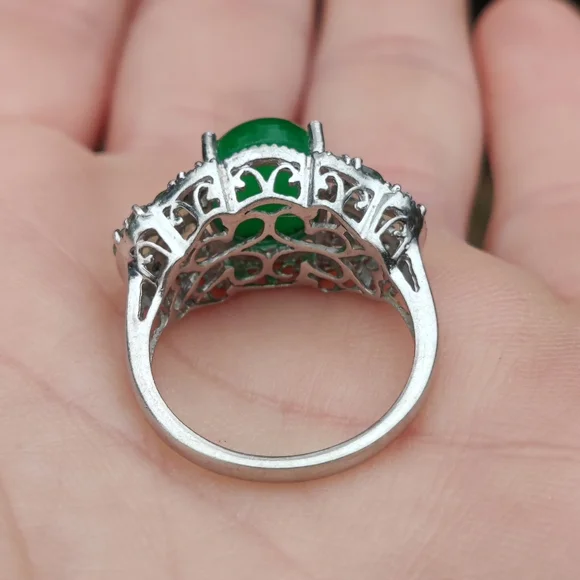 Sterling Jadeite And Prasiolite Ring By Chuck Clemency - Picture 3 of 7